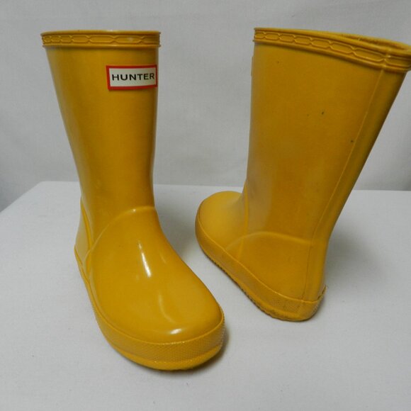 Hunter yellow Rubber Rain boots Goloshes Unisex Girls Boys Yellow Size Sz 10 - Picture 1 of 15